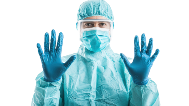 Medical professional in protective gear hospital setting health environment close-up surgical context