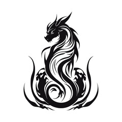 Mythical Creature with Tribal and Fiery Patterns