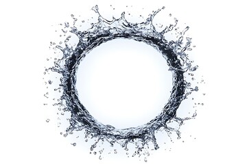 Water Splashing in Circle Shape Isolated on White Background.