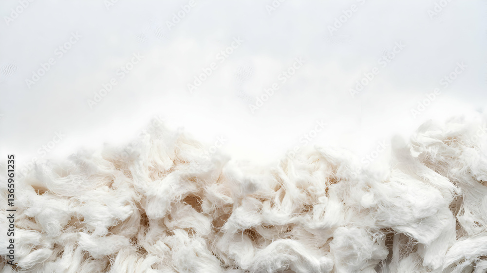 Poster close up view of white soft textured material against white background lighting and delicate feature