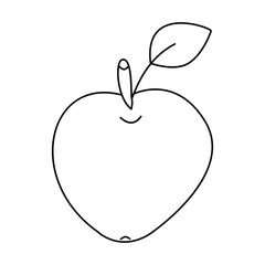 Doodle apple. Isolated, on white background