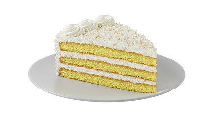 Isolated Vanilla Coconut Cake Slice