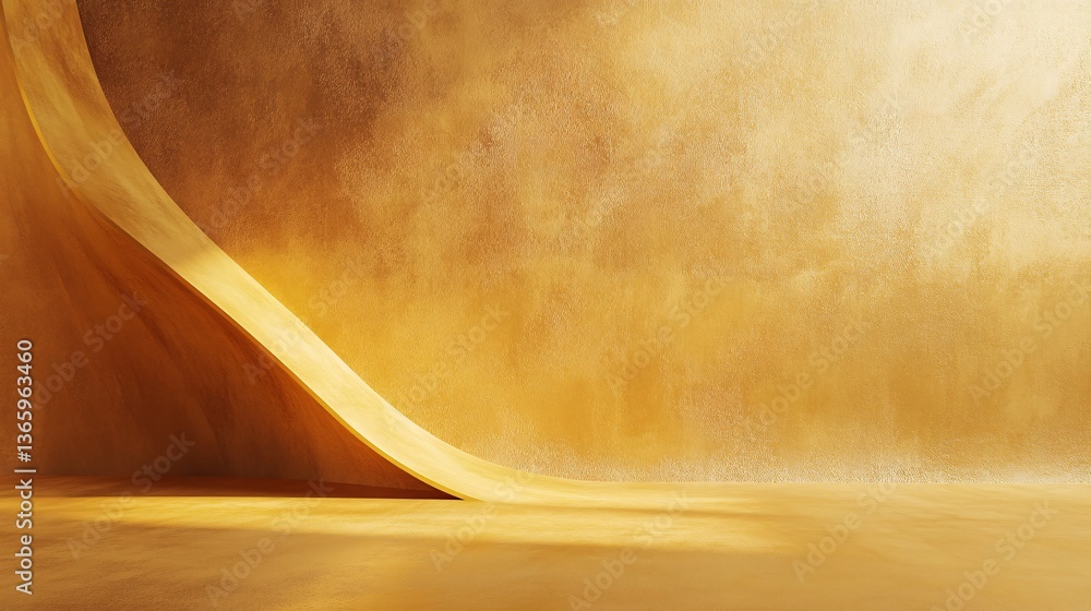 Aufkleber golden stage with curved wall creating dramatic product display backdrop
