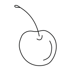 Doodle illustration of cherry. Isolated, on white background