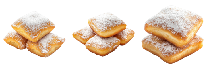 Beignets isolated on transparent background. PNG ,Set of