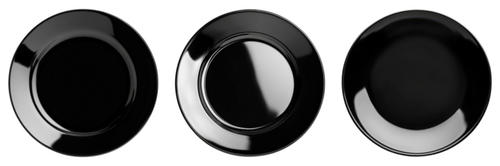 Black plate isolated on transparent background. PNG ,Set of
