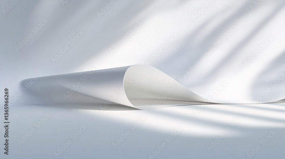 Aufkleber White empty paper sheet on white table with overlay shadow