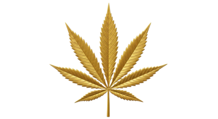 Isolated Gold Marijuana Leaf