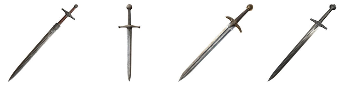 Broadsword isolated on transparent background. PNG ,Set of