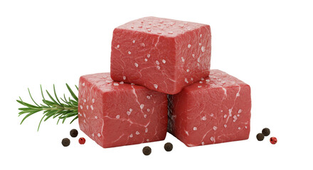 Isolated Beef Cubes with Spices