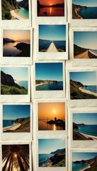 Retro polaroid photo prints seamless pattern background , seamless, travel