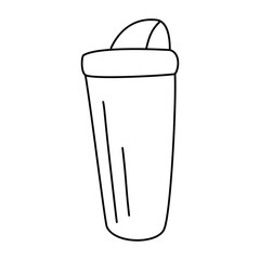 Doodle sport water bottle isolated on white background