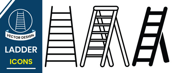 Ladder icon vector isolated on white background. Climb icon, Ladder silhouette, symbol design for logo, app, website. Ladder concept line icon vector. Vector illustration.