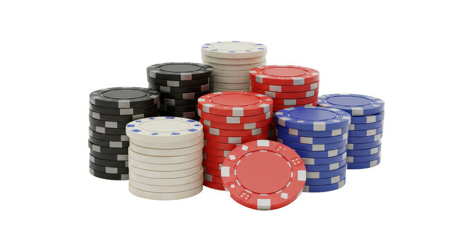 Isolated Piles of Poker Chips