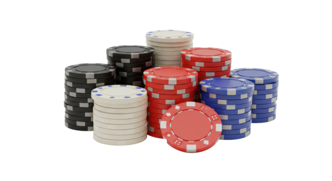 Isolated Piles of Poker Chips