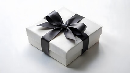 White Gift Box with Black Ribbon