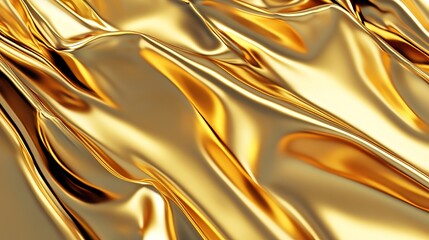 Abstract close-up of luxurious golden fabric with smooth, flowing textures background.