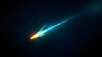 Fototapeta premium Digital Comet With Glowing Trail In Dark Space