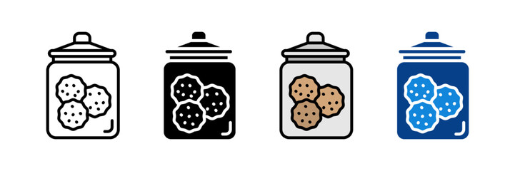 Cookie Jar Icon Set Multiple Style Collection