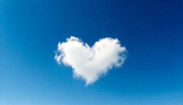 Heart Shaped Cloud in Blue Sky Symbolizing Love