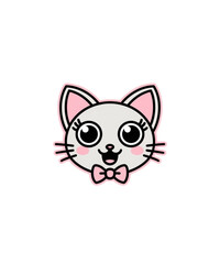 Cute Kawaii Cat Face - Adorable Kitty Bow vector custom t-shirt  Design