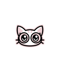Cute Kawaii Cat Face - Adorable Kitty Bow vector custom t-shirt  Design