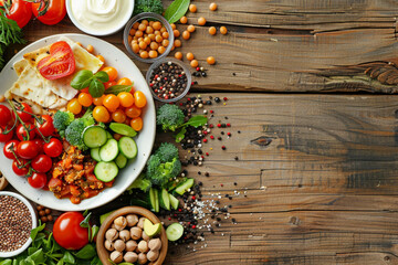 fresh vegetables on wooden table
