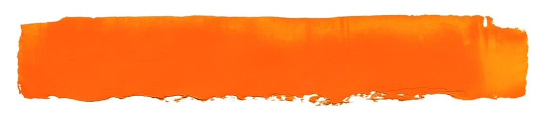 Orange stroke of oil paint isolated on transparent background