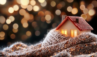 Warmth wrapped in style: the knitted scarf around a house.