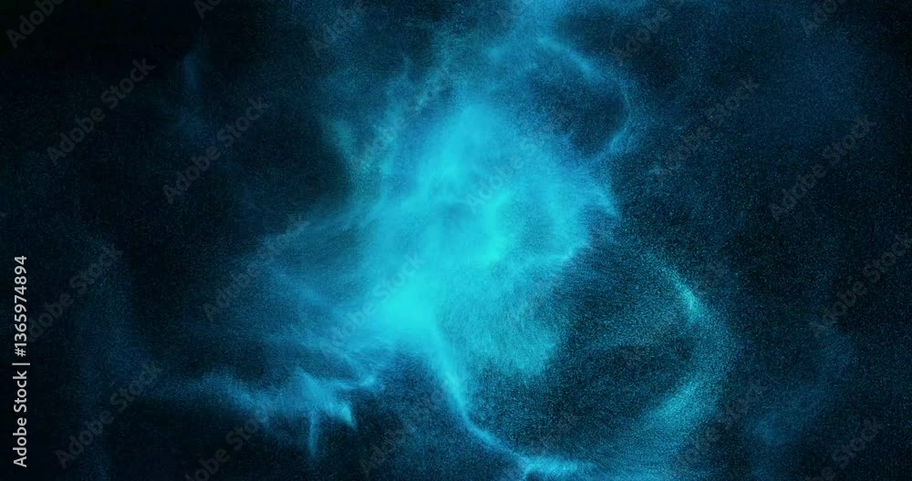 Poster glowing particle burst. abstract fluid and pulsating effect on particles. flowing forces on water or