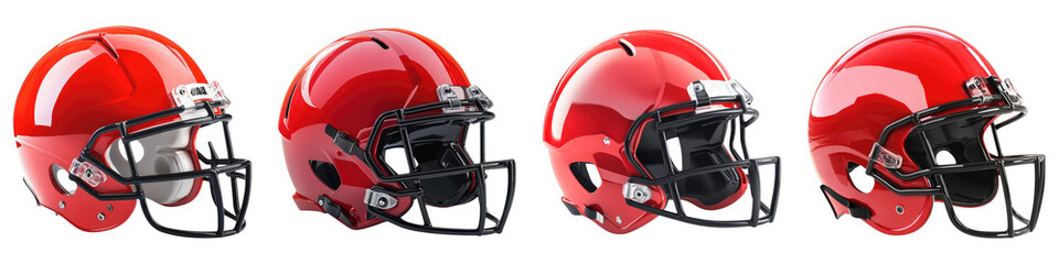 Football helmet isolated on transparent background. PNG ,Set of