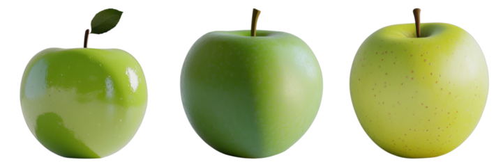 Green apple isolated on transparent background. PNG ,Set of