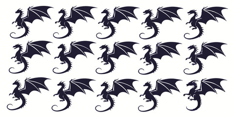dragon, vector, silhouette, animal, tattoo, illustration, symbol, bird, lion, design, heraldic, art, icon, china, monster, griffin, medieval, emblem, heraldry, black, sign, fantasy, wing, eagle, logo