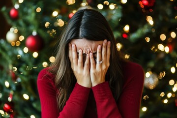 A worried individual faces the stress of the holiday season.