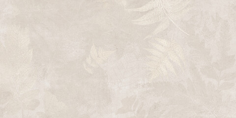 A textured wallpaper design featuring delicate fern and leaf imprints in a soft, neutral gray color palette.
