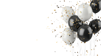 black and white balloons on transparant background 