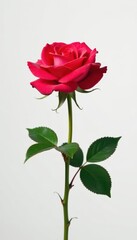 Single perfect rose, white background, clipping path, image, white rose, texture