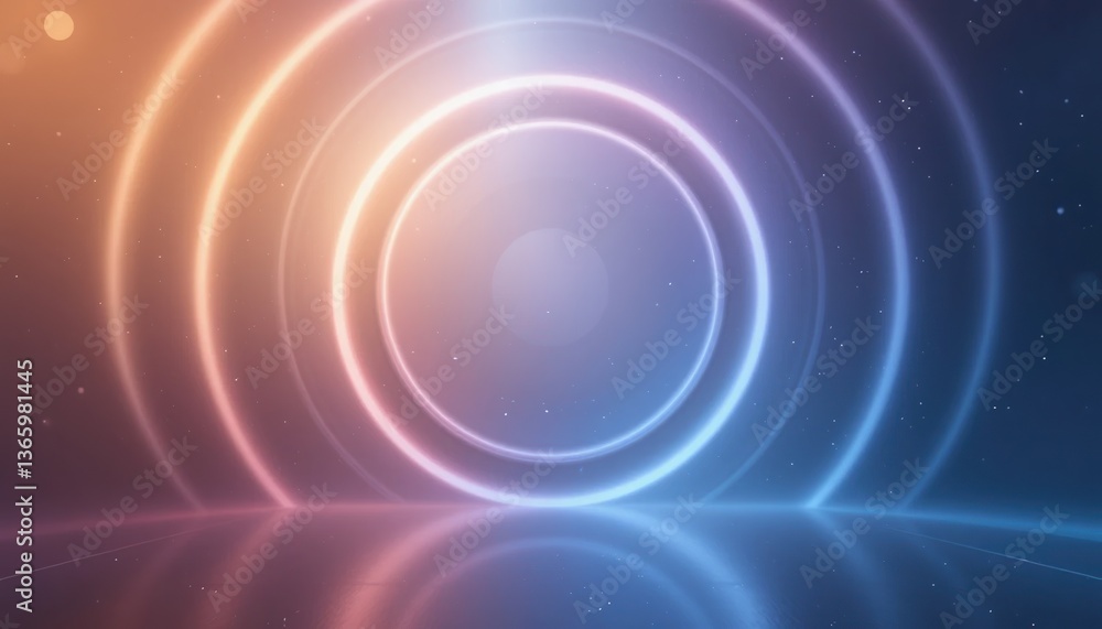 Poster dynamic light waves creating ethereal circles digital space graphic art virtual environment abstract