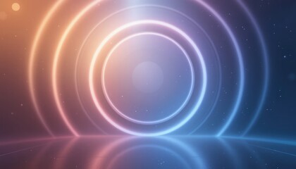 Dynamic light waves creating ethereal circles digital space graphic art virtual environment abstract viewpoint conceptual design for modern aesthetics