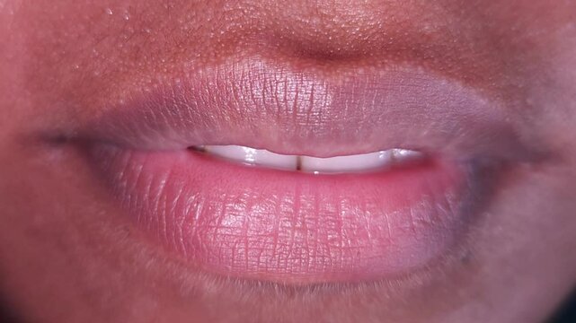 Macro shot of lips of female model