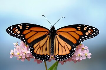 Fototapeta premium Monarch Butterfly on Pink Flowers Closeup Nature Photography