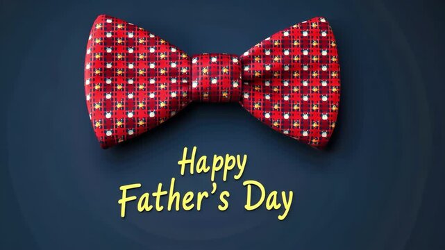 Happy father's day greeting with red bow tie on dark background. Happy Father's Day