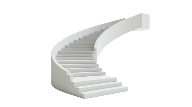 Modern white spiral staircase going up on transparent background - Powered by Adobe