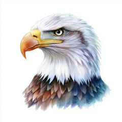Obraz premium Eagle watercolor painting. Eagle head side profile watercolor illustration isolated on a white background