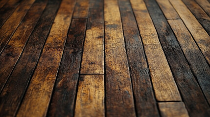 old wooden floor planks with natural grain, texture, and wear, symbolizing history, durability, and timelessness in a modern setting