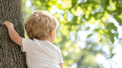 Climbing trees, a fearless child reaches for the highest branch, sun-kissed and full of determination, embodying the spirit of adventure.