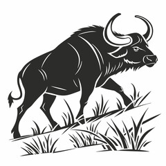 gaur black silhouette icon vector