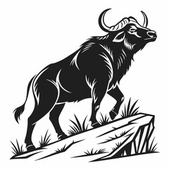 gaur black silhouette icon vector