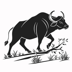 gaur black silhouette icon vector