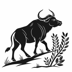 gaur black silhouette icon vector